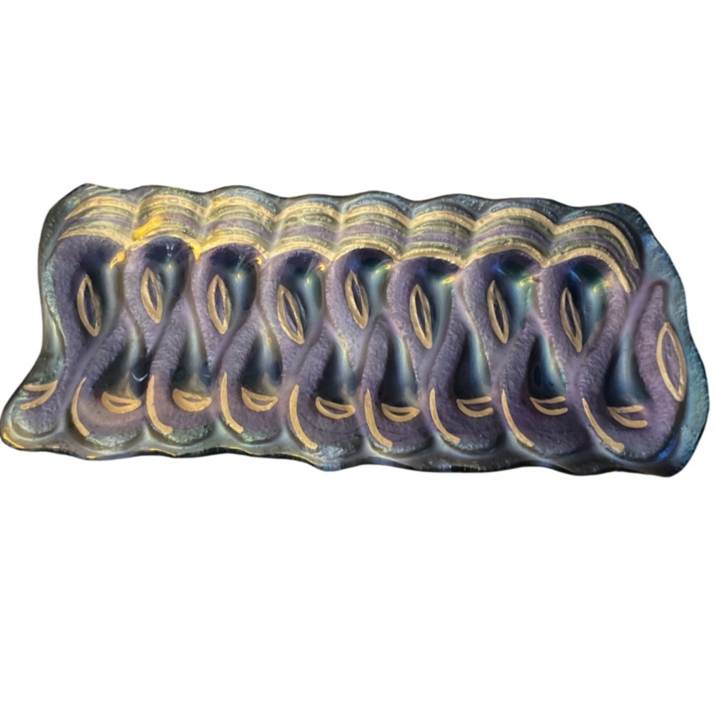 Art Glass Tray - Fused - Silver Purple Blue